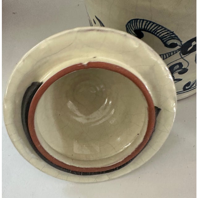 Talavera Blue and White Ginger Jars or Lidded Vases - Pair For Sale - Image 9 of 10