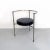 Italian post modern cockpit shape leather and steel side chair, 1980s Chair or small armchair with round seat in black sky...