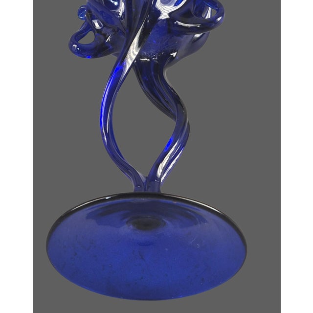 Late 20th Century Late 20th Century Art Glass Jelly Fish Attributed Jozefina Krosno Blue Stem Wine Glass For Sale - Image 5 of 6
