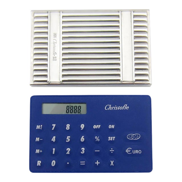 Boxed Christofle Calculator Converter With Silverplated Cover For Sale