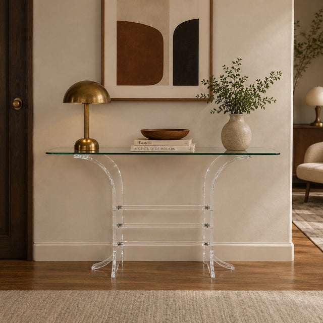 Vintage Lucite Wing Panel Console Table Base For Sale - Image 9 of 9