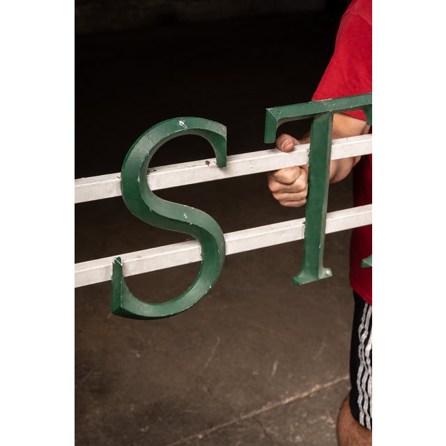 Vintage "Restaurants" Painted Aluminum Lettering Sign For Sale - Image 10 of 10