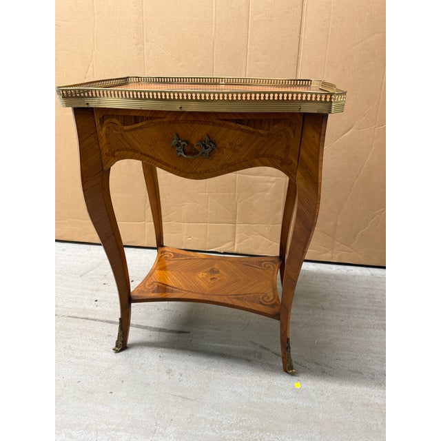 Beautiful vintage French side table. Purchased in Europe during my recent travels. Has beautiful inlay. With beautiful...