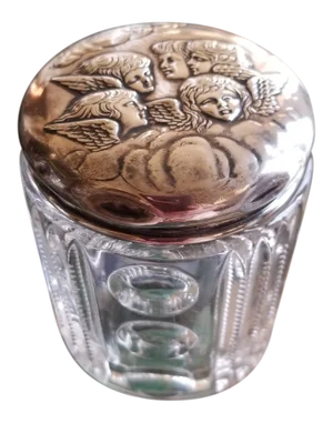 Antique Sterling Silver Cherub Powder Jar