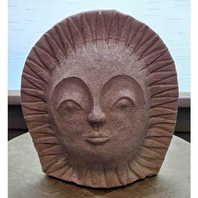 Vintage standing sun sculpture by McCrea for Comanche Pottery, likely 1970s, signed on the back and crafted from their...