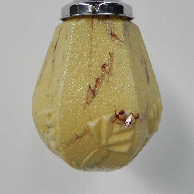 Art Deco Hanging Lamp with Marbled Hexagonal Shade, 1930s For Sale - Image 3 of 18