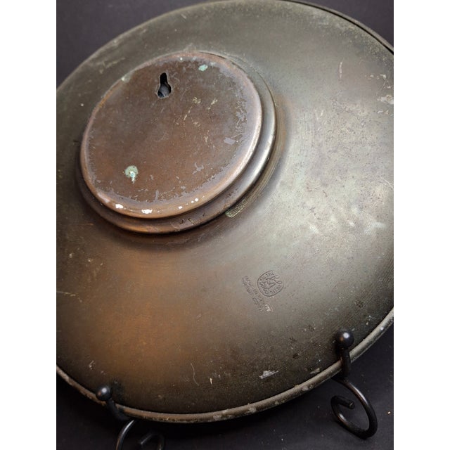 Vintage 1950s Heavy Pal-Bell Israel Verdigris Brass 9.5" Wall Plate Rabbi Shofar For Sale - Image 11 of 14
