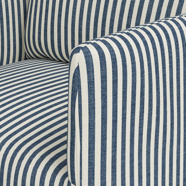 Cerulean Slipcover for Stoffer Home x Cloth & Company for Lindy Dining Armchair in Jane Stripe Denim For Sale - Image 8 of 8