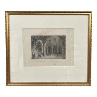 Vintage "Old Court of Florence" Framed Engraving For Sale