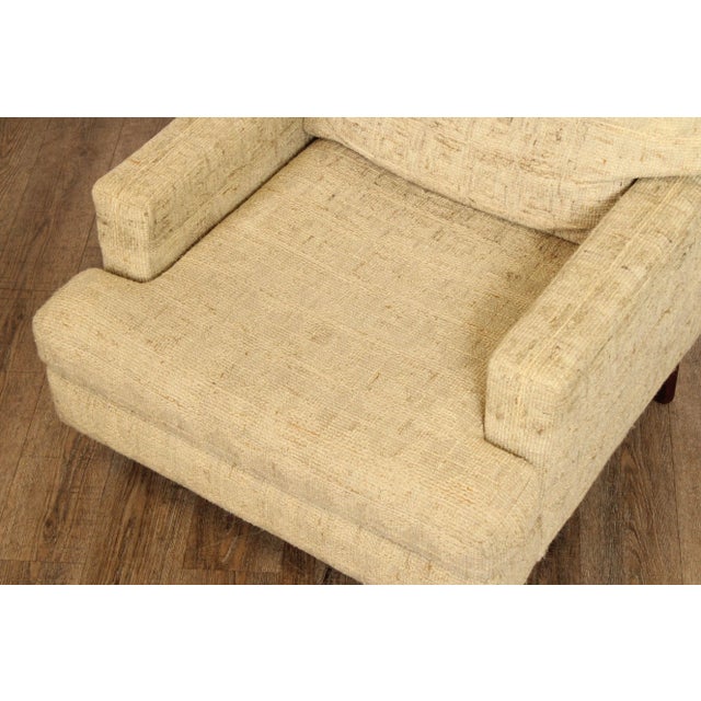 Brown Mid Century Modern Upholstered Club Lounge Chair On Walnut Legs For Sale - Image 8 of 12