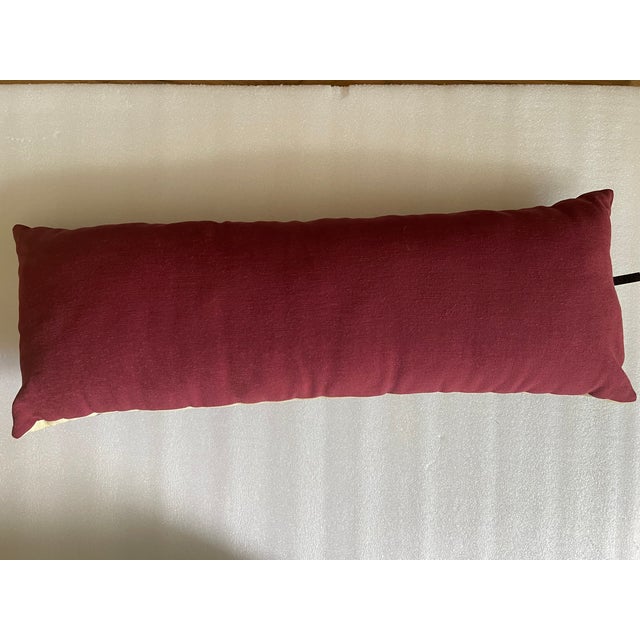 Shabby Chic 1970s 3 Ft Lumbar Tapestry Holiday Teddy Bear Pillow For Sale - Image 3 of 4