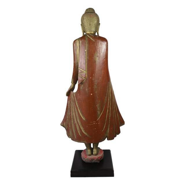 Religious 20th Century Thai Burmese Mandalay Style Woodcarving Buddha Statue For Sale - Image 3 of 12