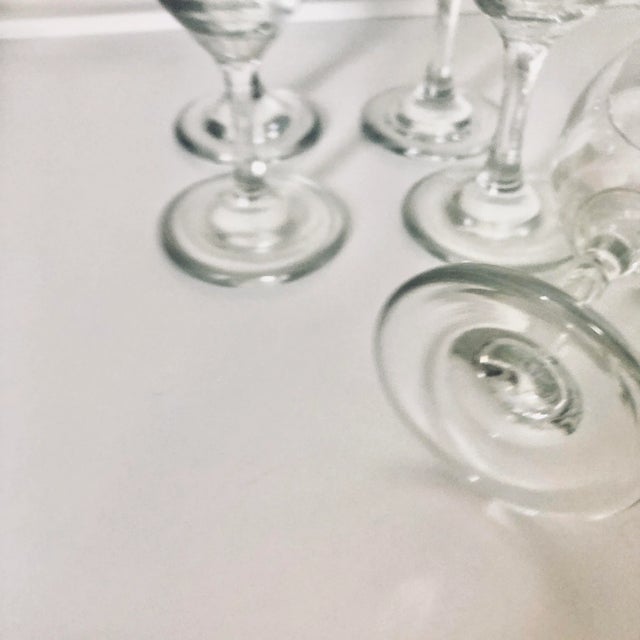 Modern Clear and Frosted Wine Glasses S/5 For Sale - Image 4 of 5