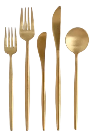 Luna Flatware - Brushed Gold (5 Piece Set)