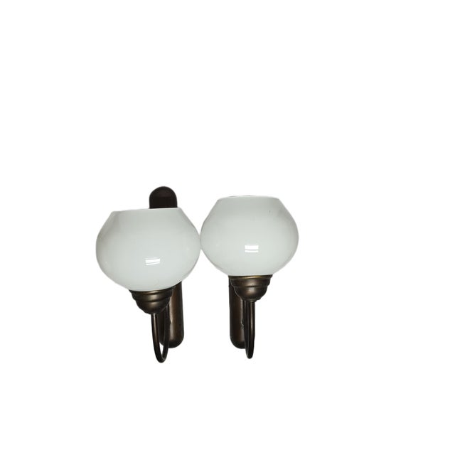Goldenrod Vintage Art Deco Wall Lamps, Poland, 1950s, Set of 2 For Sale - Image 8 of 9