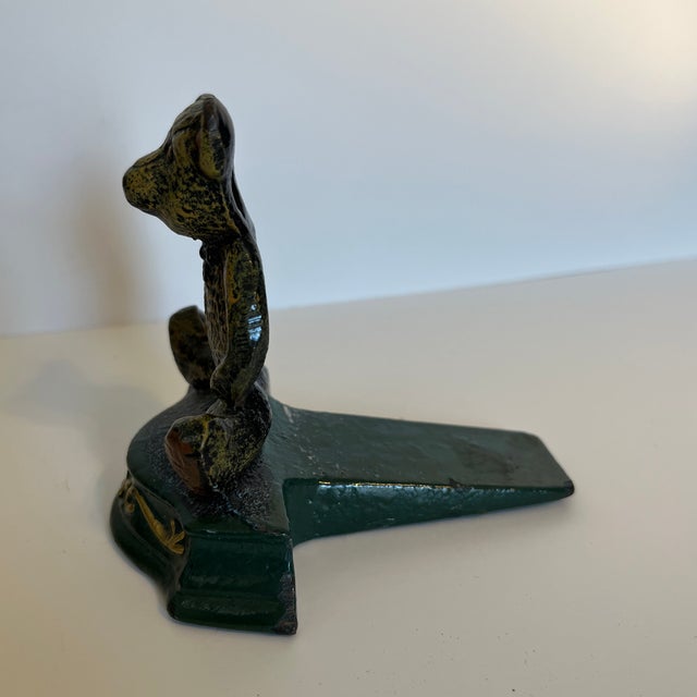 Mid 20th Century Mid 20th Century Small Hand Painted Cast Iron Doorstop - Teddy Bear For Sale - Image 5 of 8