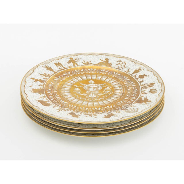 Set of Four Le Tallec x Tiffany &amp; Co. Porcelain Plates, hand painted gilt &nbsp;Greek Mythology designs around rim,...