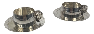 Art Deco Silver-Plated Cups and Saucers from Corbière & Vuillermoz, France, 1920s, Set of 4