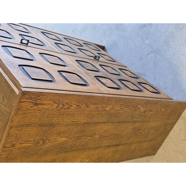 Brutalist Oak Cabinet with Patterned Doors, 1970s For Sale - Image 10 of 12