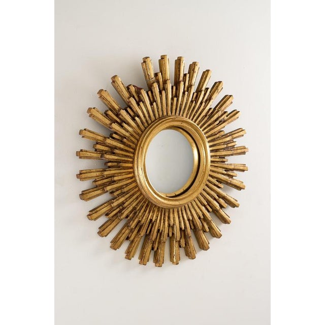 Hollywood Regency Vintage Hollywood Regency Convex Sunburst Mirror, Europe, 1960s For Sale - Image 3 of 5