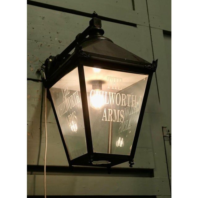 Large Wall Hanging Pub Lantern in Glass and Metal, 1960 For Sale - Image 6 of 8