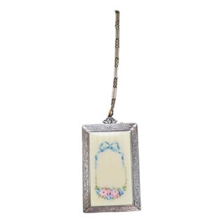 1920s Antique R & G Co Belais Guilloche 14k White Gold Front Sterling Compact For Sale