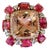 Set in 18k Gold, Natural Morganite, Rubellite & Rose Cut Diamonds Cocktail Ring, Size 6 For Sale