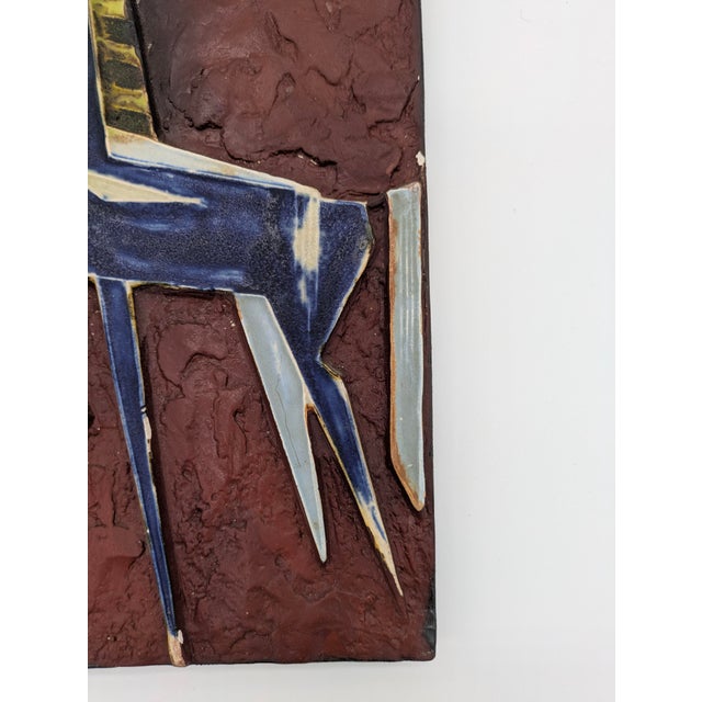 An extraordinary German studio pottery ceramic wall plaque - wall tile - designed by artist Helmut Schäffenacker (1921 -...