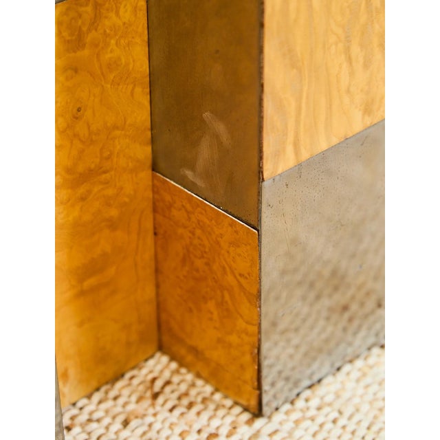 Mid-Century Modern Styled After Rare Paul Evans Mid Century Cityscape Burlwood and Chrome Dining Table For Sale - Image 3 of 12