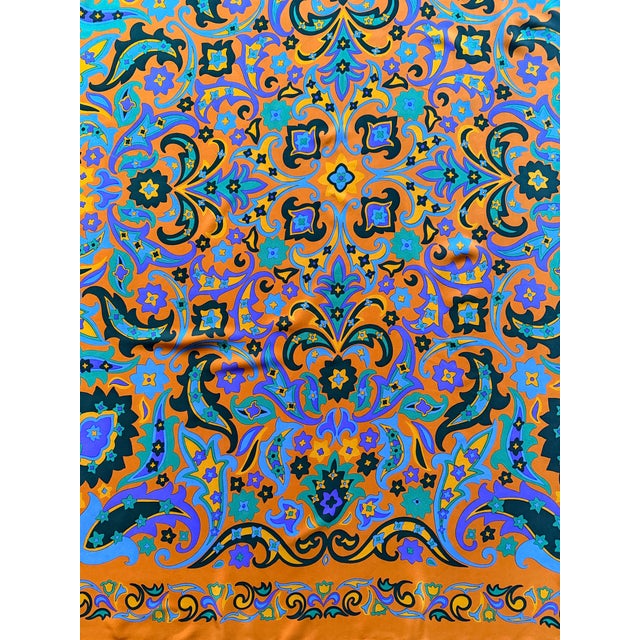 Yves Saint Laurent Yves Saint Laurent Large Silk Scarf With Multicolored Arabesque Print, 1980 For Sale - Image 4 of 9