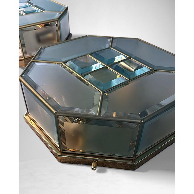 Mid 20th Century Italian Mid-Century Modern Brass and Satin Glass Ceiling Lights - a Pair For Sale - Image 10 of 16