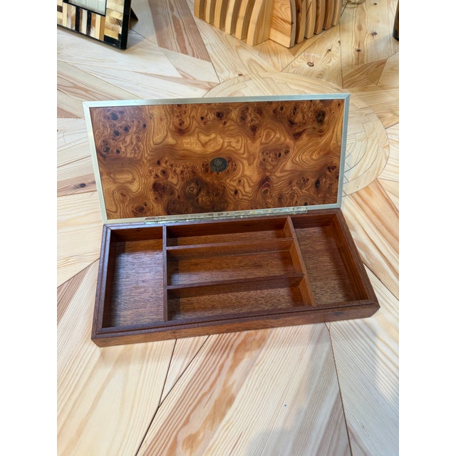 Wood Dal Negro Treviso Burl Wood and Brass Playing Card Box For Sale - Image 7 of 7