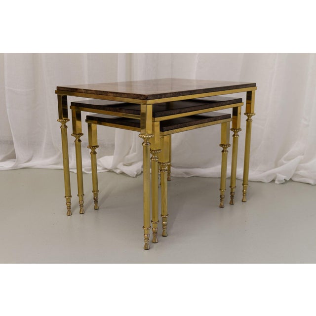 Mid-Century Italian Brass and Goatskin Side Tables by Aldo Tura, 1960s, Set of 3 For Sale - Image 15 of 18