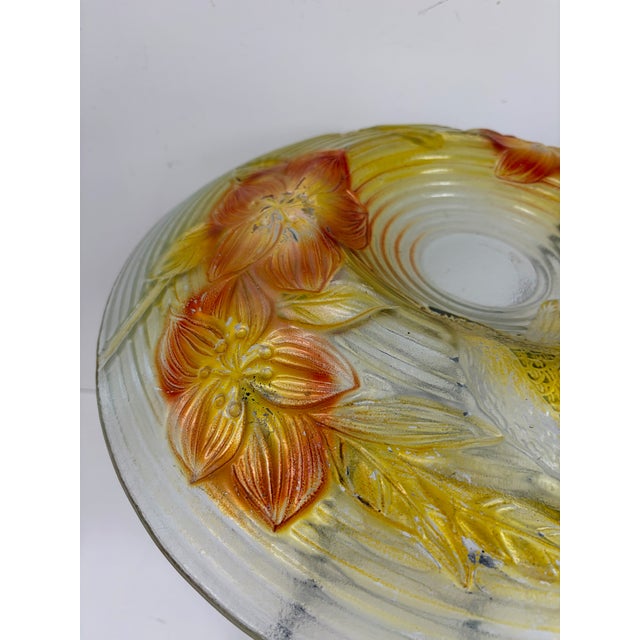 English Glass Hummingbird Birdbath With Metal Stand For Sale - Image 3 of 12