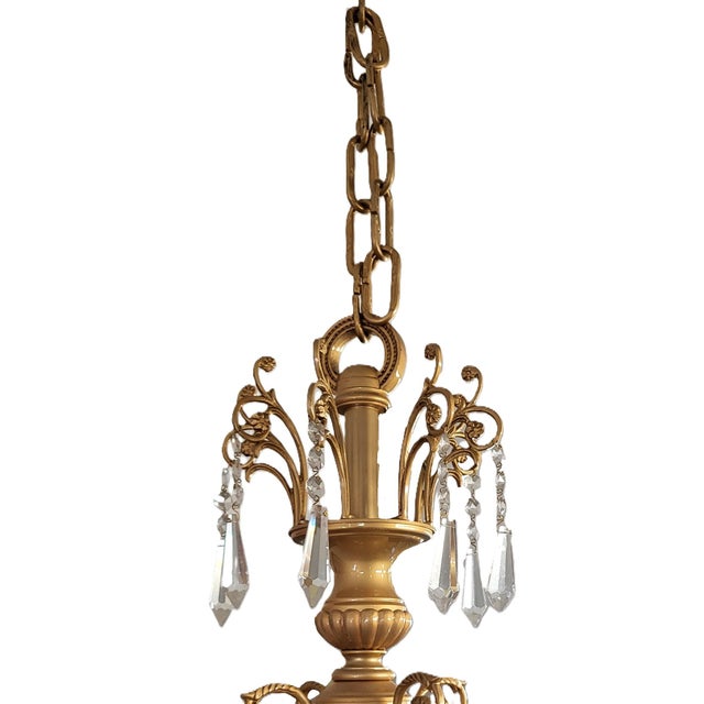Metal Palatial Vintage French Style Bronze & Crystal Basket Chandelier For Sale - Image 7 of 18