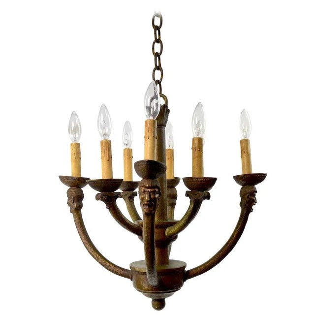 Eight-Light Greco Roman Revival Arts & Crafts Chandelier For Sale - Image 10 of 10