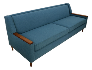 1960’s Mid-Century Modern Papa Bear Style Walnut Arm Sofa in Knoll Textiles