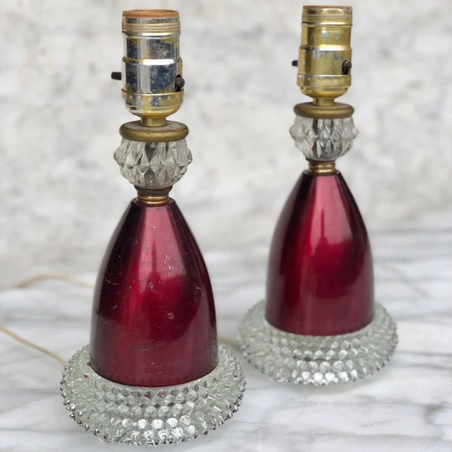 Antique Victorian Cranberry Boudoir Glass Hobnail Lamps - a Pair For Sale - Image 13 of 13