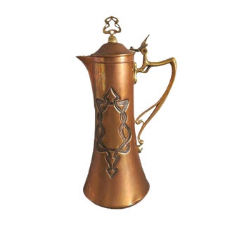 Antique Art Nouveau Copper and Brass Pot, 1900s For Sale