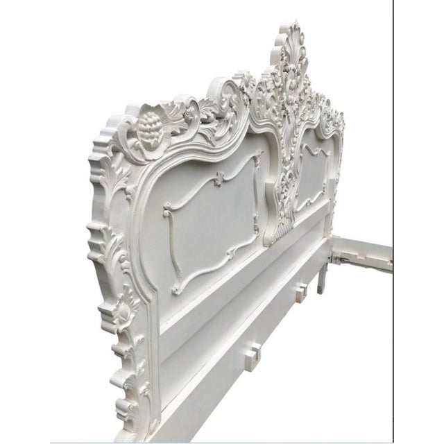 French Rococo Solid Mahogany King Bed Frame For Sale - Image 4 of 9
