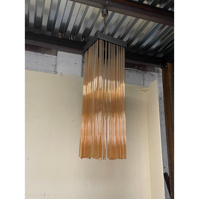 Metal Pendant Lamp with Pink Glass Rods, 1970s For Sale - Image 7 of 18