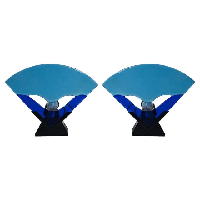 Murano Glass Table Lamps, 1980s, Set of 2 For Sale