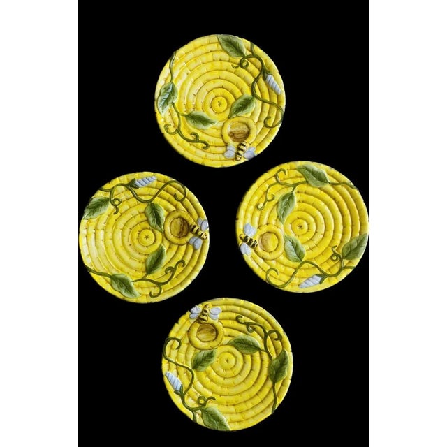 Adorable bright yellow plates with bee,made in 1994 for Bombay Co. They are perfect to use for a pop of color on your...