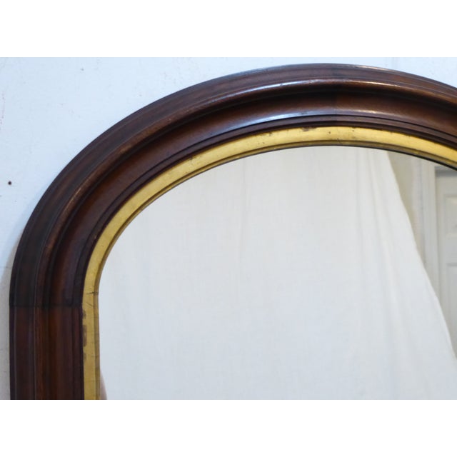 Victorian Antique American Curved Top Walnut Mirror For Sale - Image 3 of 4