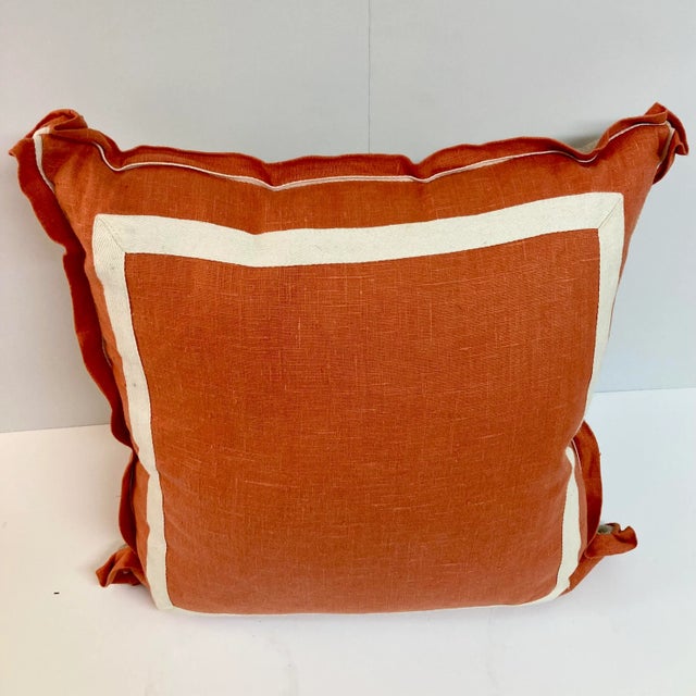Coral Linene Geometric Toss Pillow For Sale In Los Angeles - Image 6 of 11