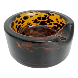 1960s Murano Style Tortoise Glass Ashtray Catchall For Sale