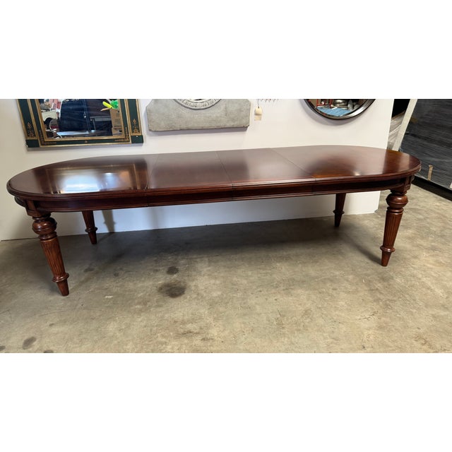 Late 20th Century 116" Long Oval Dining Table With Two 20" Removable Leaf Extensions For Sale - Image 13 of 14