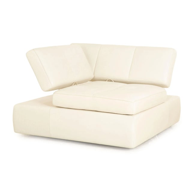 White Square Up Leather Armchair from FSM For Sale - Image 8 of 8