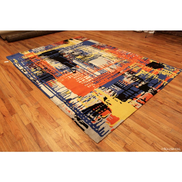 Mid-Century Modern Nazmiyal Collection Vintage "Running" Ege Art Rug For Sale - Image 3 of 8