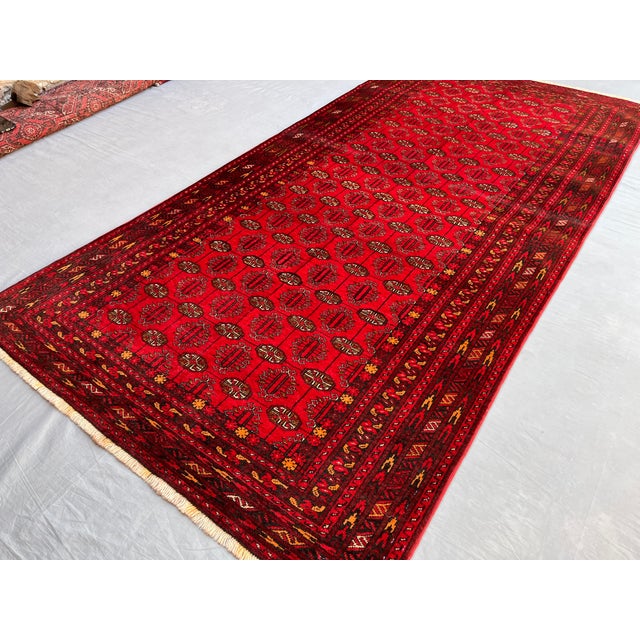 Vintage Afghan Ersari Turkmen Bokhara Gallery Rug - 8'4" X 4'3" For Sale - Image 4 of 13